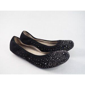 Stuart Weitzman Black Suede Ballet Flats Crystal Embellish, Size 35 (EUR) 4 (US)